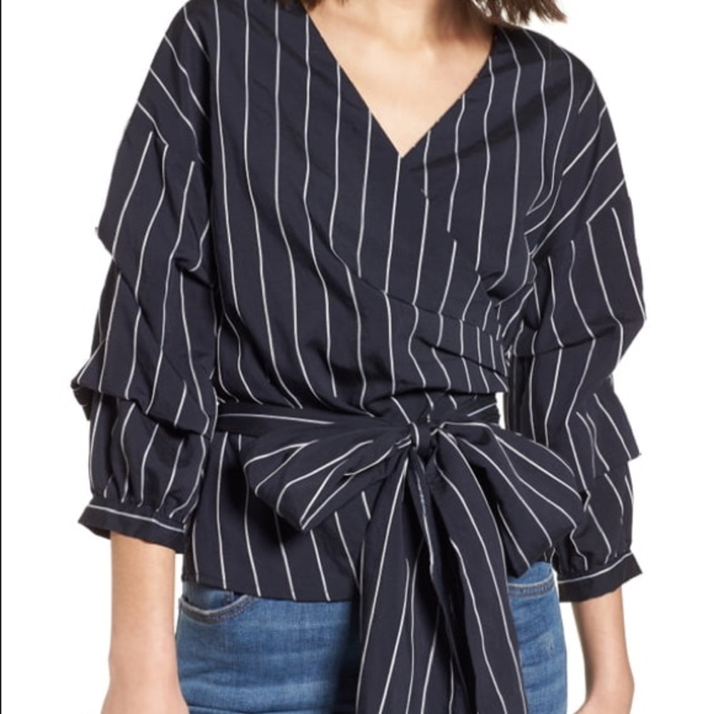 Wrap Waist Tie Blouse